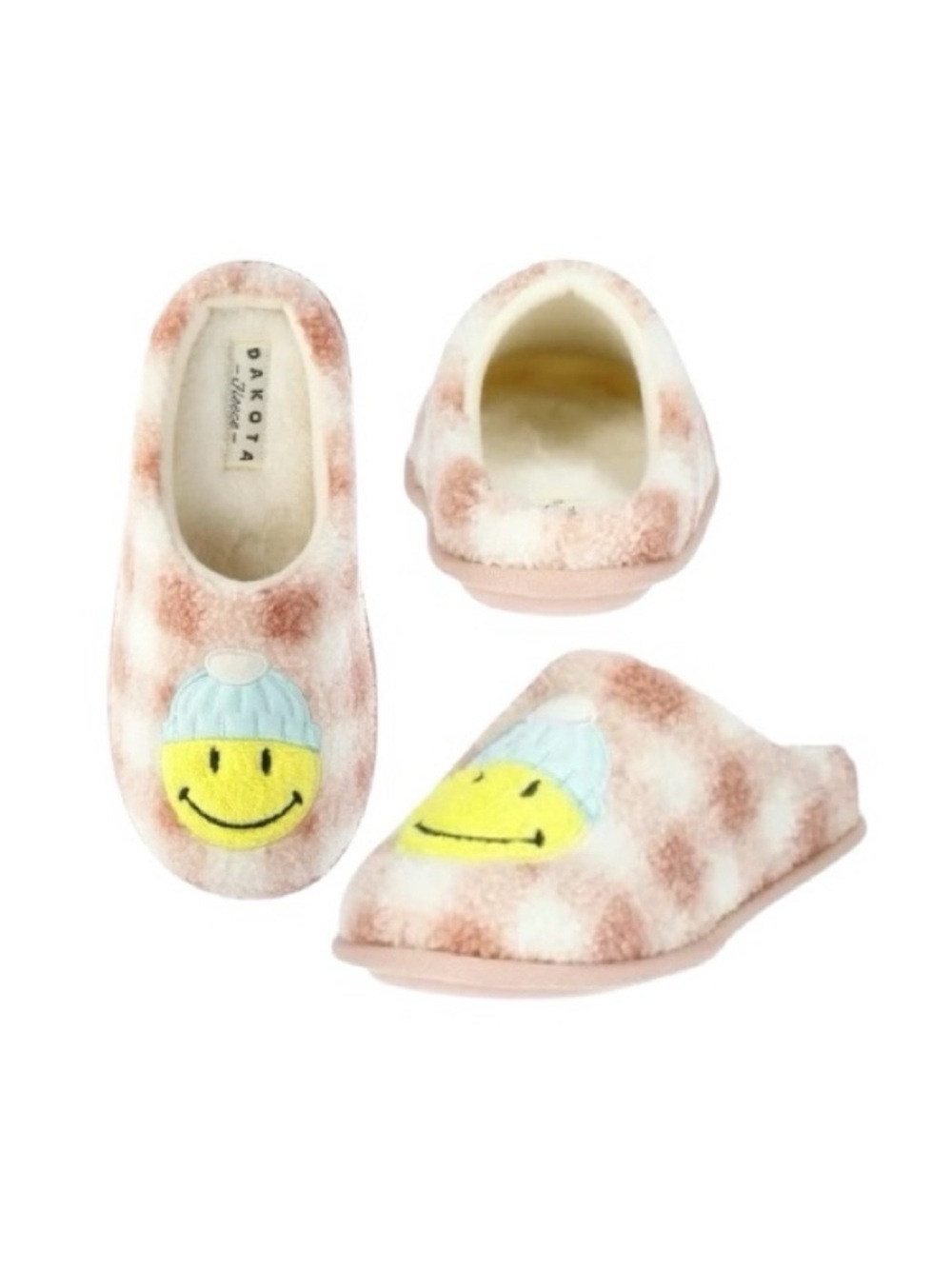 Dakota Checkered Slippers with Smiley Face